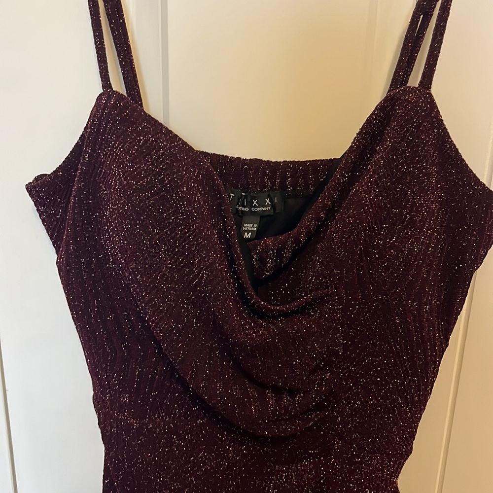 Burgundy Sparkly Mini Dress - Picture 6 of 9
